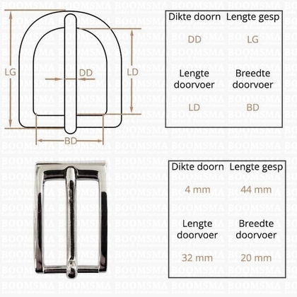Ceintuurgesp 20 mm zilver versie 13 - afb. 2