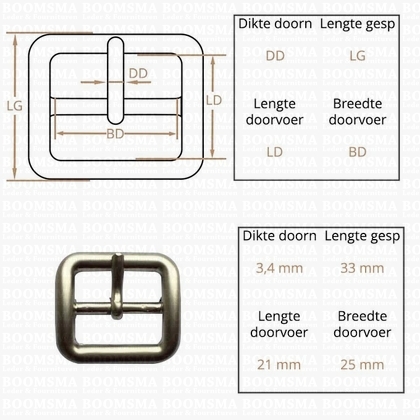 Ceintuurgesp 25 mm mat zilver 25 mm  - afb. 2