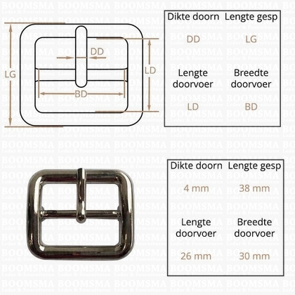 Ceintuurgesp 30 mm zilver 30 mm dubbel  - afb. 2