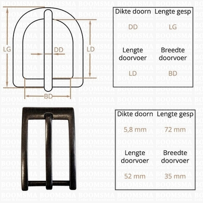 Ceintuurgesp 35 mm gun metal  35 mm (Rechthoekige gesp) - afb. 2