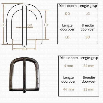 Ceintuurgesp 35 mm gun metal  35 mm (D-vorm gesp) - afb. 2