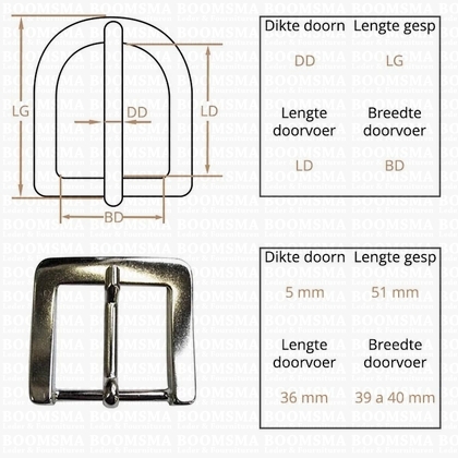 Ceintuurgesp 40 mm zilver 40 mm met coating - afb. 2