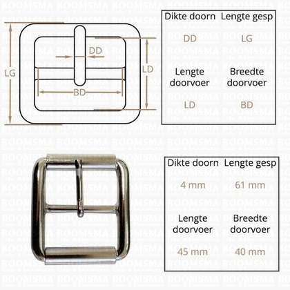 Ceintuurgesp 40 mm zilver 40 mm met rol (2) - afb. 2