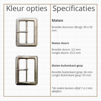 Ceintuurgesp 50 mm zilver 50 mm brug in het midden mat zilver - afb. 2