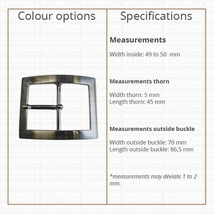 Ceintuurgesp 50 mm zilver 50 mm brug in het midden (licht geborsteld) - afb. 3