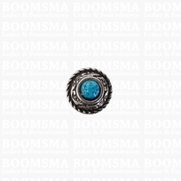 Concho: Concho Ted met turquoise 'steen'  12 mm (1/2'' inch) (5 mm steen)