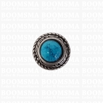 Concho: Concho Ted met turquoise 'steen' 16 mm (5/8'' inch) middel (9 mm steen)