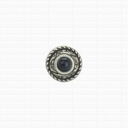 Concho: Concho Ted met zwarte 'steen' 12 mm (1/2'' inch) klein (5 mm steen) - afb. 1