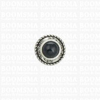 Concho: Concho Ted met zwarte 'steen' 16 mm (5/8'' inch) middel (9 mm steen)