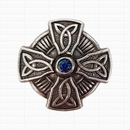 Concho: Keltische concho's met schroef saffier Keltisch kruis saffier (blauw) Ø 2,6 cm - afb. 1