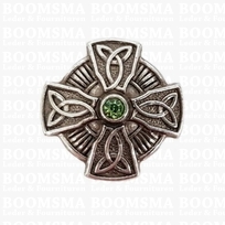 Concho: Keltische concho's met schroef smaragd Keltisch kruis smaragd (groen) Ø 2,6 cm