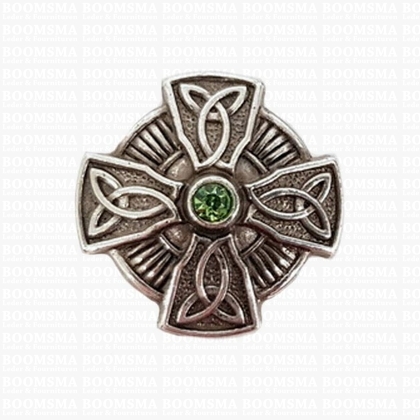 Concho: Keltische concho's met schroef smaragd Keltisch kruis smaragd (groen) Ø 2,6 cm - afb. 1