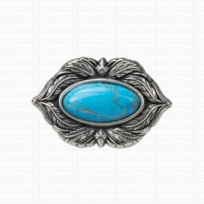 Concho veren met turquoise 'steen' ovaal klein 20 × 32 mm - afb. 1