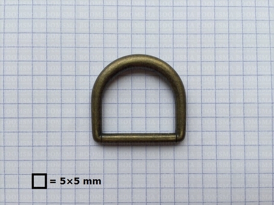 D-ring luxe voor tas lichtbrons 25 mm, draaddikte rechte stuk 3,5 mm, bolle kant Ø 5 mm - afb. 2