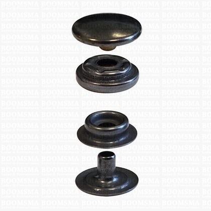 Drukknoop: Drukknoop durabele dots donkerbrons/antraciet kop Ø 15 mm (per 100) - afb. 1