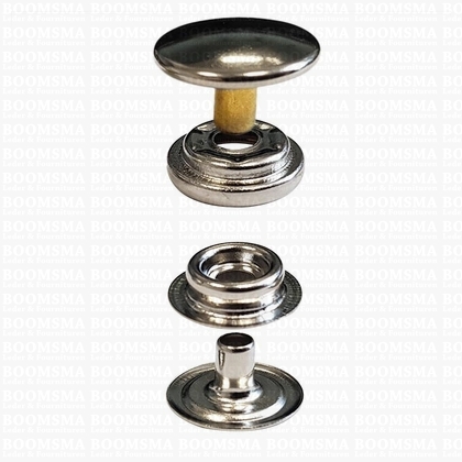 Drukknoop: Drukknoop durabele dots lange stift zilver kap Ø 15 mm XL (stift 7 mm) 100 stuks - afb. 1