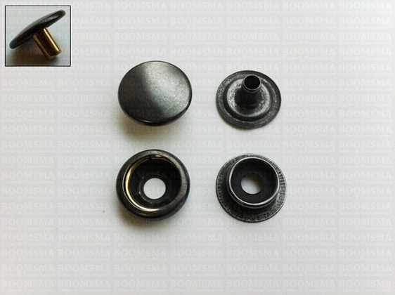 Drukknoop: Drukknoop durabele dots lange stift donkerbrons/antraciet kap Ø 15 mm XL (stift 7 mm) 100 stuks - afb. 2
