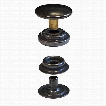 Drukknoop: Drukknoop durabele dots lange stift donkerbrons/antraciet kap Ø 15 mm XL (stift 7 mm) 100 stuks - afb. 1