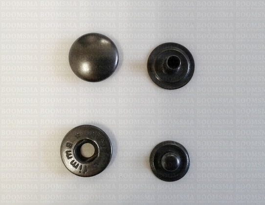 Drukknoop: Drukknoop portemonnee drukker kop Ø 12,5 mm donkerbrons/antraciet kop Ø 12,5 mm (per 100) - afb. 2