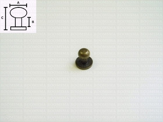 Geweerknop lichtbrons MIDDEL  A: bol Ø 6 mm - B: 4 mm, C: totale hoogte 9 mm (per 10 st.) - afb. 2