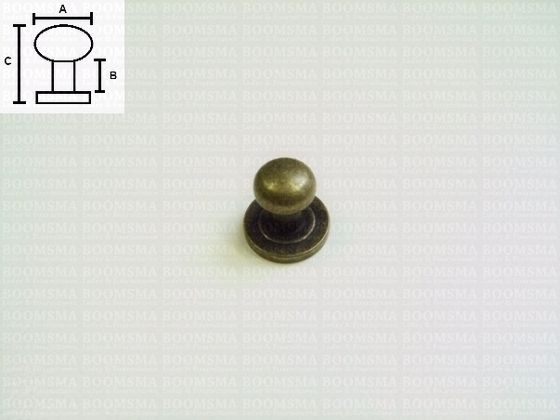 Geweerknop lichtbrons GROOT  A: bol Ø 8 mm - B: 5,5 mm, C: totale hoogte 12 mm (per 10 st.) - afb. 2