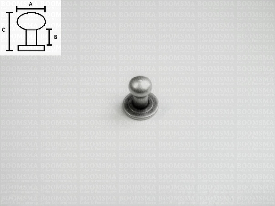 Geweerknop mat zilver MIDDEL  A: bol Ø 6 mm - B: 4 mm, C: totale hoogte 9 mm (per 10 st.) - afb. 2