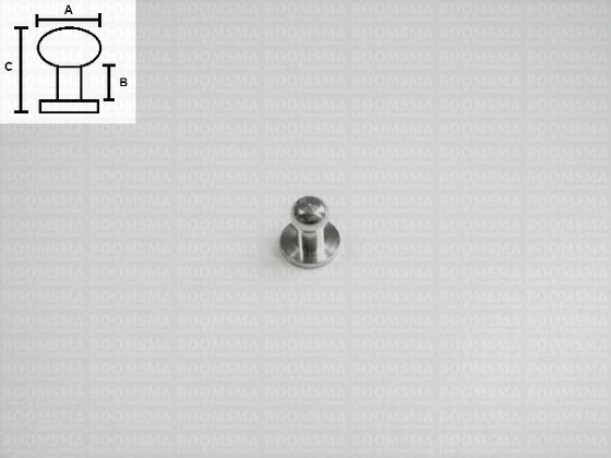 Geweerknop zilver KLEIN  A: bol Ø 5 mm - B: 3 mm, C: totale hoogte 8 mm (per 10 st.) - afb. 2