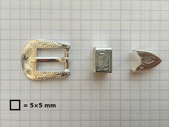 Hoedenbandgesp Shiny silver set (riem 1 cm) - afb. 3
