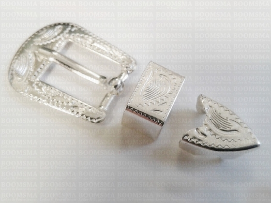 Hoedenbandgesp Shiny silver set (riem 1 cm) - afb. 2