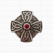 Concho: Keltische concho's met schroef Robijn Keltisch kruis robijn (rood) Ø 2,6 cm