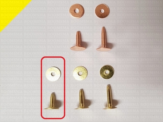 Klinknagels klein   messing 10 mm, (stift + ring) kop Ø 10 mm, stift Ø 2.8mm (per 10 st.) MESSING - afb. 3