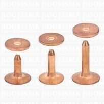 Klinknagels klein  roodkoper 10 mm, (stift + ring) kop Ø 10 mm, stift Ø 2.8mm (per 10 st.) KOPER