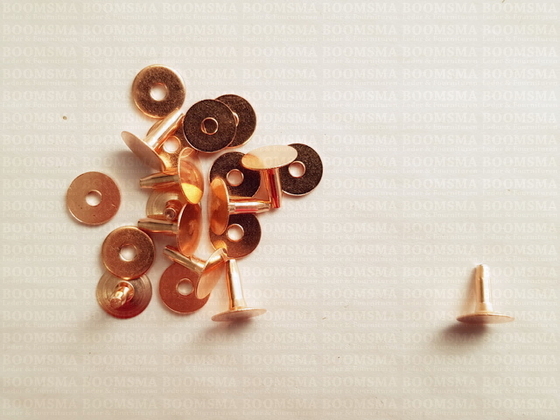 Klinknagels klein  roodkoper 10 mm, (stift + ring) kop Ø 10 mm, stift Ø 2.8mm (per 10 st.) KOPER - afb. 3
