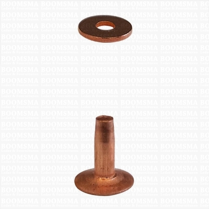 Klinknagels groot roodkoper 12 mm, (stift + ring) kop Ø 11 mm, stift Ø 4mm (per 10 st.) - afb. 2