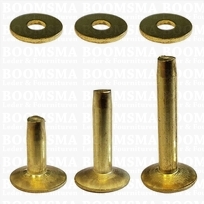 Klinknagels groot  messing/goud 12 mm, (stift + ring) kop Ø 11 mm, stift Ø 4mm (per 10 st.)
