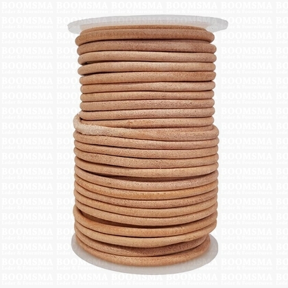 Leren veter rond Ø 4 mm rol Naturel Ø 4 mm, rol 25 meter (per rol) (dit is een lichtnaturel kleur) - afb. 1