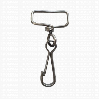 Musketon met wartel zilver oog 2,5 cm, haak 3,5 cm totale lengte 5,3 cm zakje 10 st. - afb. 1