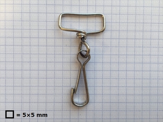 Musketon met wartel zilver oog 2,5 cm, haak 3,0 cm totale lengte 5,3 cm zakje 10 st. - afb. 2
