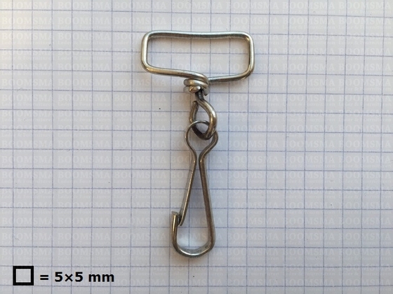 Musketon met wartel zilver oog 2,5 cm, haak 3,5 m, totale lengte 5,3 cm  - afb. 2