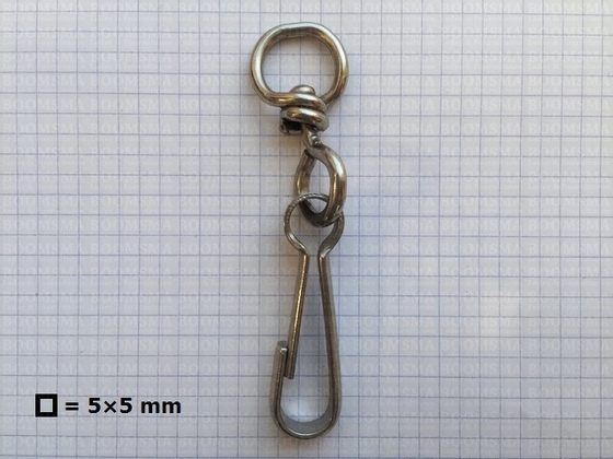 Musketon met wartel zilver oog 1,7 cm, haak 6 cm, totale lengte 10,3 cm zakje 10 st. - afb. 2