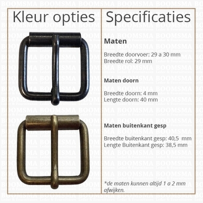 Rolgesp dik donkerbrons /antraciet 30 mm ceintuurgesp met rol - afb. 2