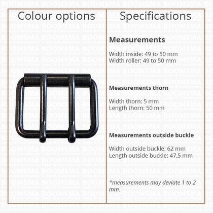 Rolgesp dik donkerbrons /antraciet 50 mm dubbele doorn ceintuurgesp met rol - afb. 3