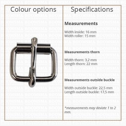 Rolgesp dun zilver 16 mm, Ø 2 mm  - afb. 3