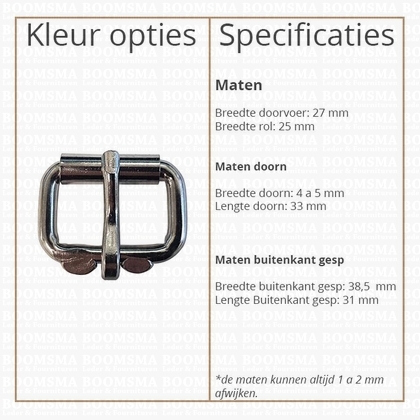 Rolgesp zwaar ijzer verchroomd 25 mm, Ø 5 mm  - afb. 2