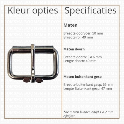 Rolgesp zwaar ijzer verchroomd 50 mm, Ø 6,5 mm  - afb. 2