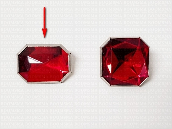 Sierholnieten: Synthetische kristalholniet groot 16 × 26 mm rechthoek rood - afb. 2