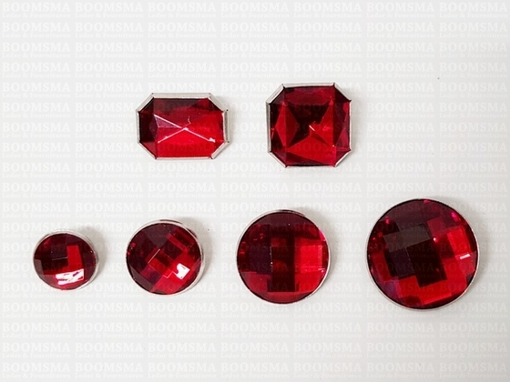 Sierholnieten: Synthetische kristalholniet groot 20 mm rond rood - afb. 3
