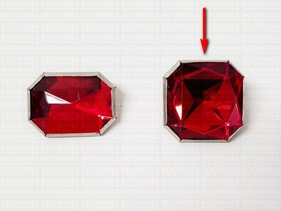 Sierholnieten: Synthetische kristalholniet groot 24 mm vierkant rood - afb. 2