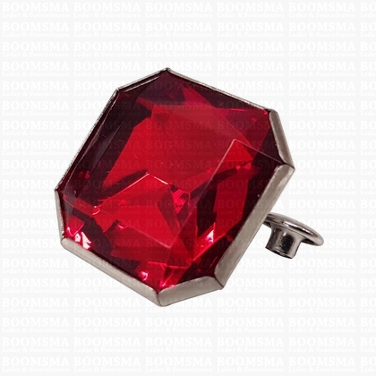 Sierholnieten: Synthetische kristalholniet groot 24 mm vierkant rood - afb. 1