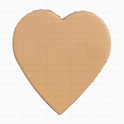 Sleutelhanger/stansvorm leer - hart groot Lichtnaturel 6 × 5,5 cm - afb. 1